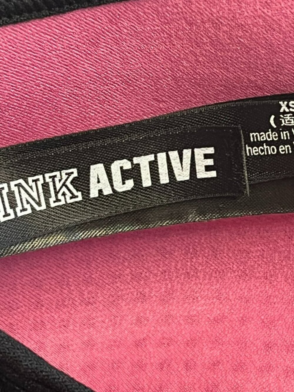 Victorias Secret PINK Active High Impact Sports Bra XS Zip Front Racerback Black - Picture 4 of 7